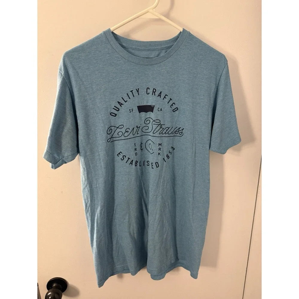 Levi's Men's Blue Graphic Logo Crew Neck Short Sleeve Cotton Knit T-Shirt M